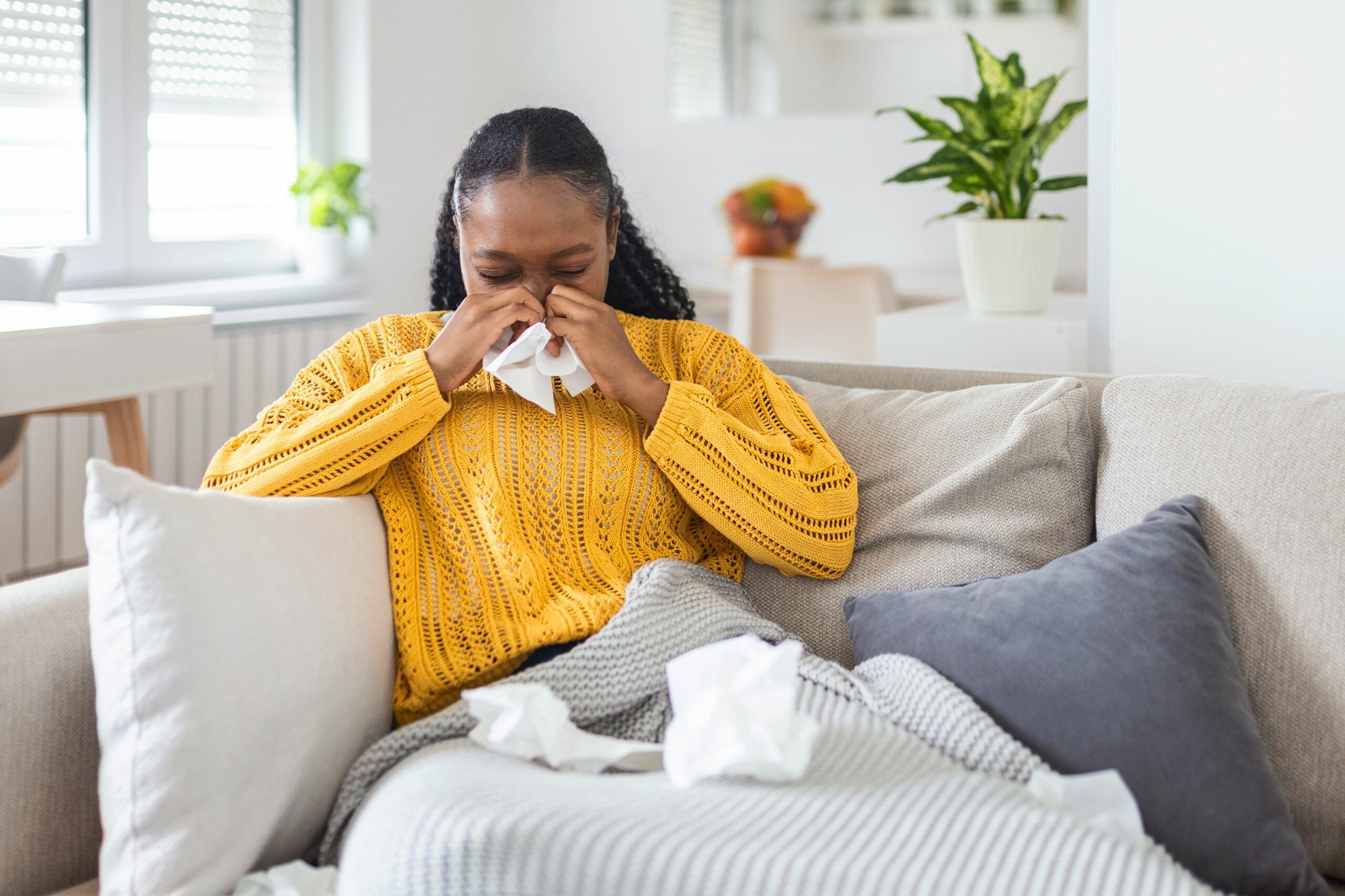 A woman suffers from allergies