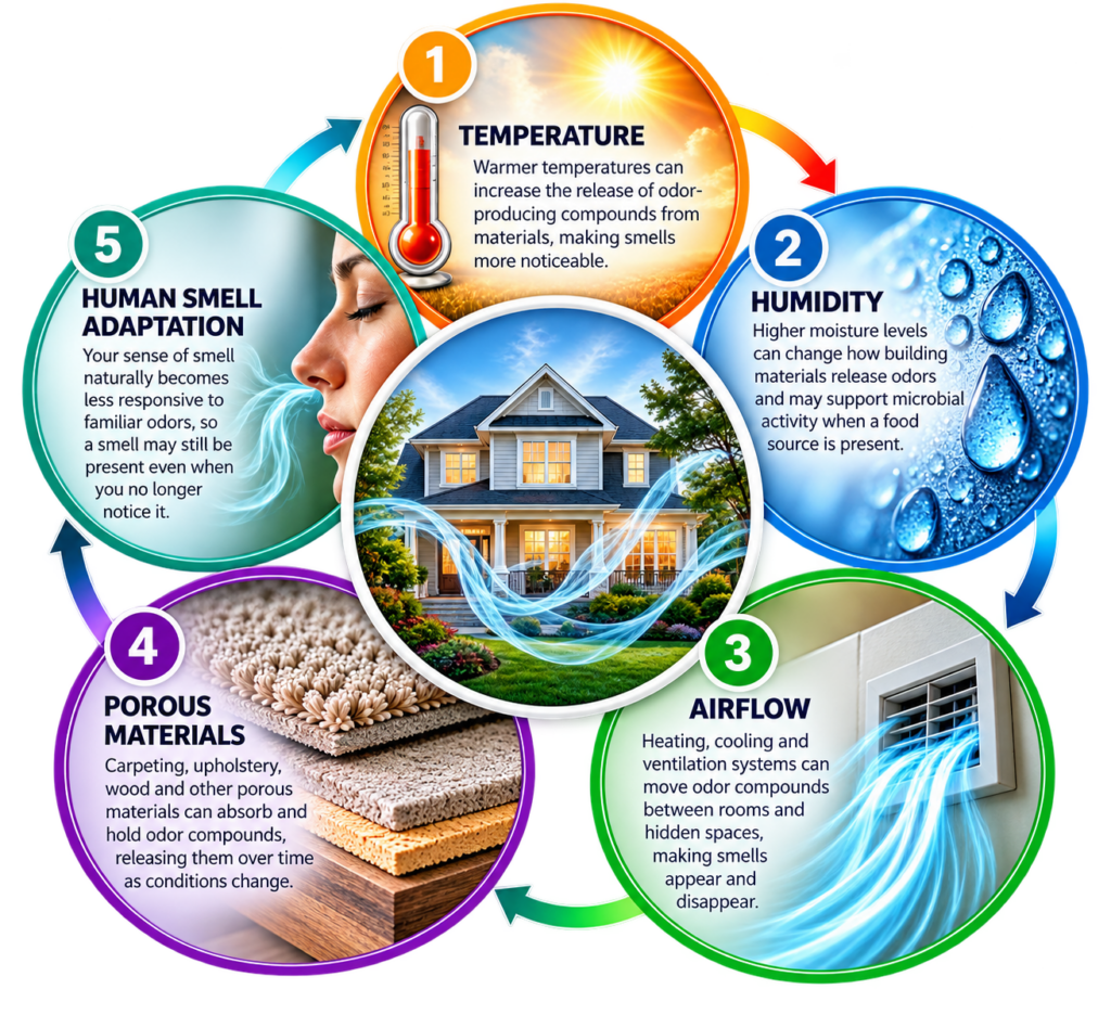 infograph showing the 5 ways odors return.