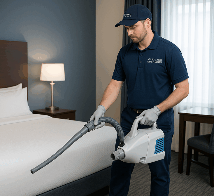 Hotel Deodorizing A Technician deodorizes a hotel room.