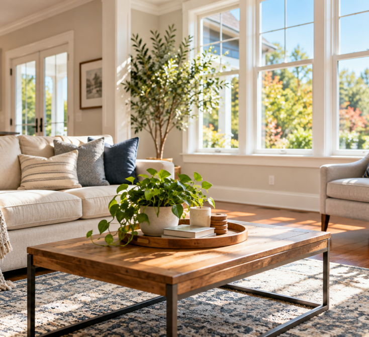 Sunlit Cozy Living Room Retreat Sunlit Maryland living room illustrating why household smells can come and go